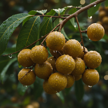 Longan fruit on tree with rain drops. Longan is a tropical fruit.の素材