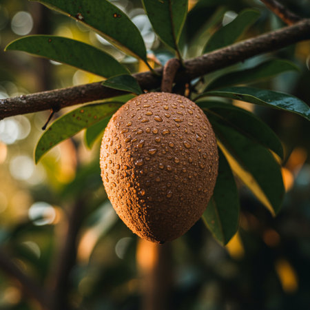 Sapodilla fruit on tree in the garden, Thailand.の素材