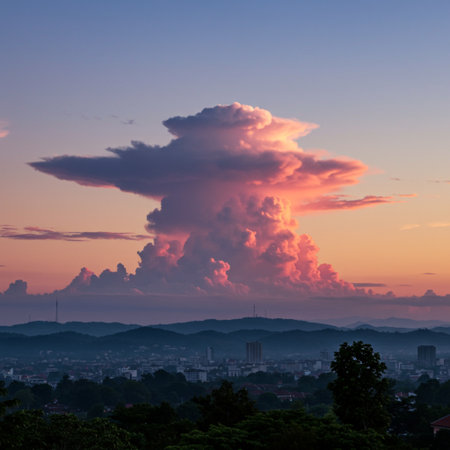 Sunset with cloud and cityscape at Chiang Mai, Thailandの素材