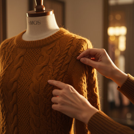 Fashionable woman in a brown sweater on a mannequinの素材