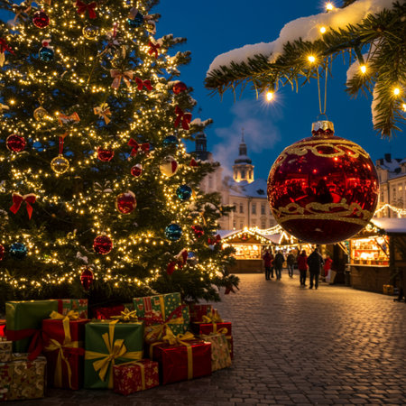 Christmas market in old town of Prague, Czech Republicの素材