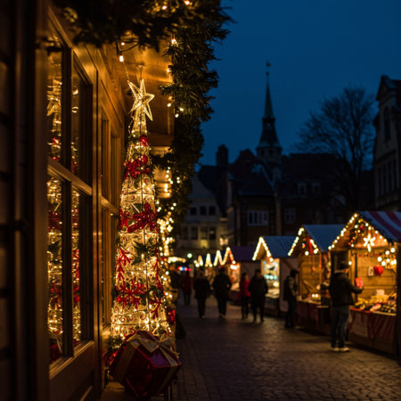 Christmas market in the old town of Nuremberg, Germany.の素材