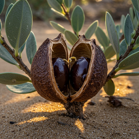 Olive tree seed in the desert. Tenerife, Canary Islands, Spainの素材