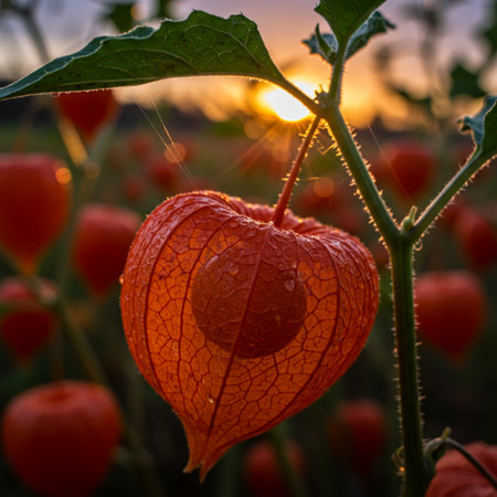 Physalis peruviana, also known as the cape gooseberryの素材