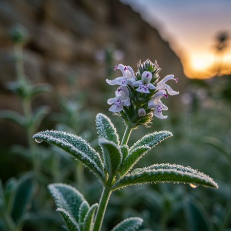 A closeup shot of a little white flower with a blurred backgroundの素材