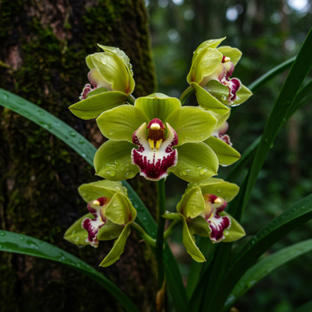 Beautiful orchids in the rainforest of Costa Rica.の素材