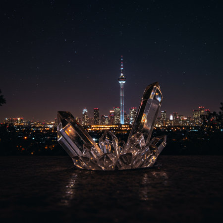 Amber crystal in front of the TV tower in Toronto, Canadaの素材