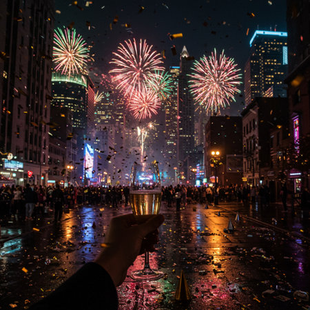 New Year Eve in Boston, Massachusetts, USA. New Year's Eve is a traditional New Year celebration.の素材