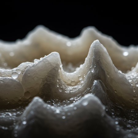 Macro shot of water droplets on the surface of a cakeの素材