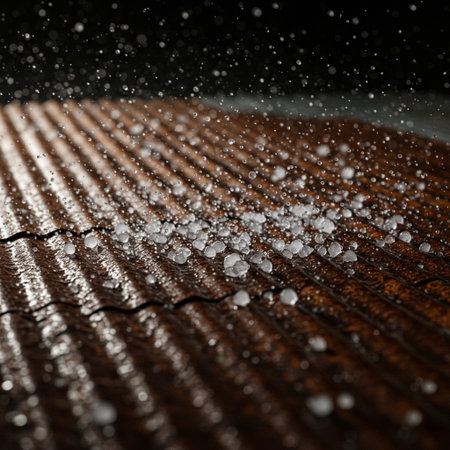 drops of water on a wooden surface in the rain, close-upの素材