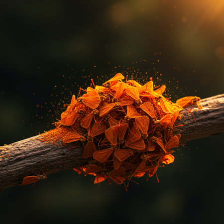 Close up of a dry leaf on a tree branch with blurred backgroundの素材