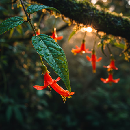 Fuchsia flowers in the rainforest of Doi Inthanon National Park, Chiang Mai, Thailandの素材