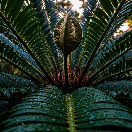 Cycas revoluta plant in the garden, Costa Rica, Central Americaの素材