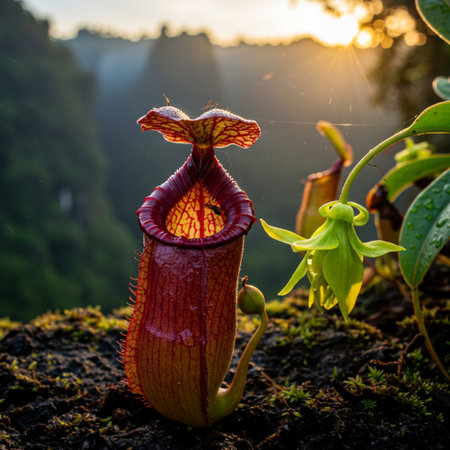 Carnivorous pitcher plants (Pitcher plant) in the rainforestの素材