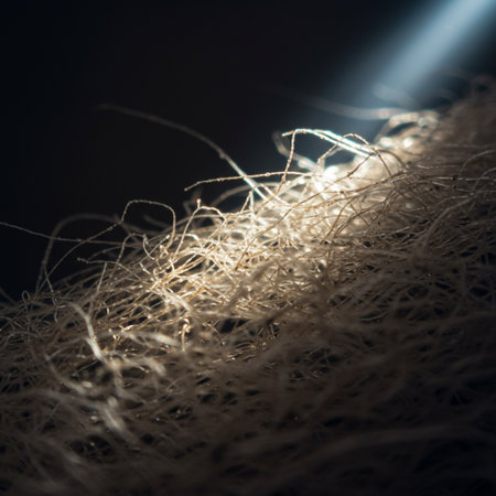Close-up shot of a light beam passing through a dry grass.の素材