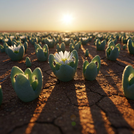 Cucumbers growing in the desert at sunset. Agricultural field.の素材