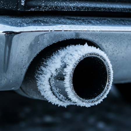 Closeup of a car covered with hoarfrost and snow.の素材