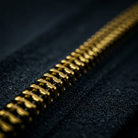 Zipper on a black background close-up macro photo with shallow depth of fieldの素材