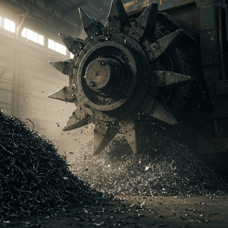 Metalworking industry. Metalworking machine in a factory. Industrial background.の素材