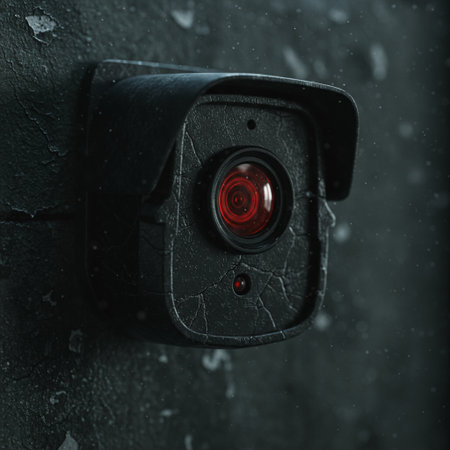 Security camera on the wall. Close-up. Selective focus.の素材