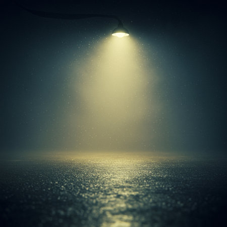 Light from the spotlights on a dark background. 3d renderingの素材