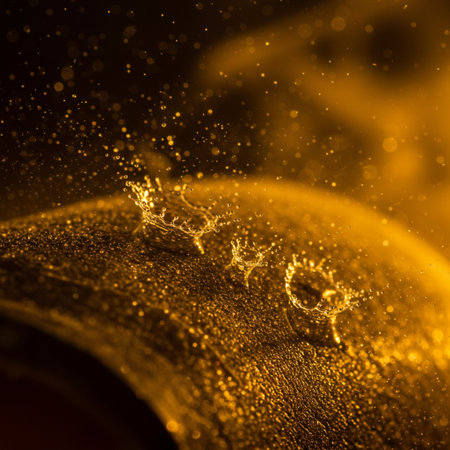 Abstract gold background with bokeh defocused lights and sparklesの素材