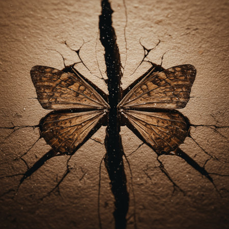 butterfly on the wall, grunge background, vintage styleの素材