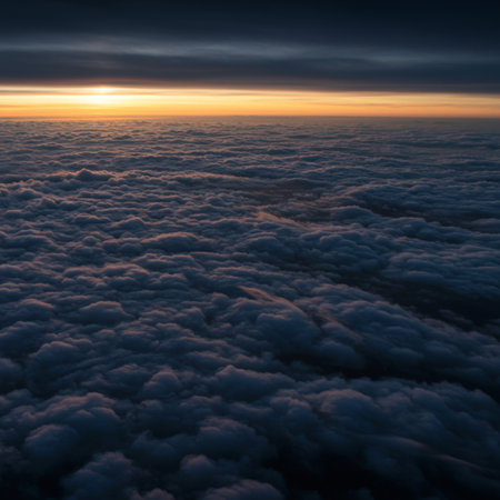 Aerial view of the clouds at sunset. View from above.の素材