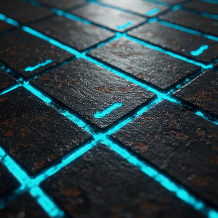 Abstract background of black and blue square tiles. 3D illustration.の素材
