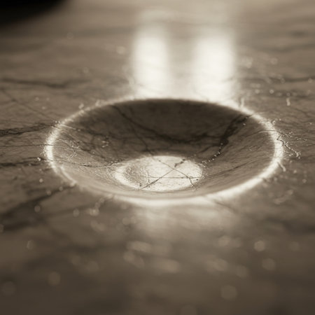 Water drop on the floor. Shallow depth of field. Toned.の素材
