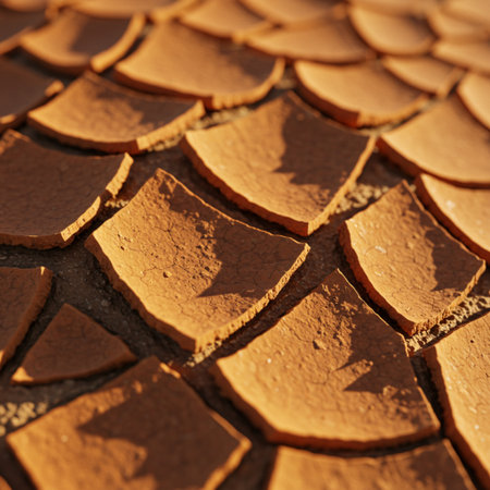 Detail of a terracotta tile roof. Abstract background.の素材