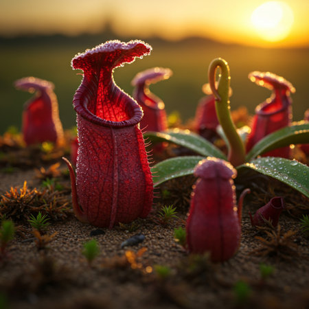 Carnivorous pitcher plants (Pitcher Plant) in the nature.の素材