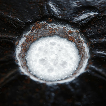 A closeup shot of a metal surface with a hole in itの素材