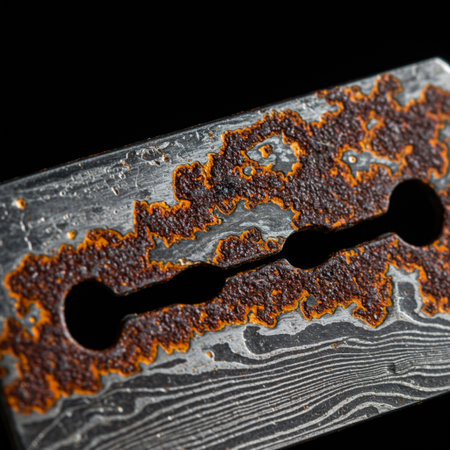 Rusty metal door handle on a black background. Macro shot.の素材