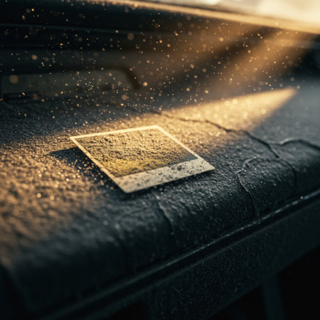 Car dashboard with warning sign in the rain. Selective focus. Toned.の素材