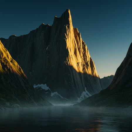 Mountain landscape at sunset. Lofoten islands, Norwayの素材