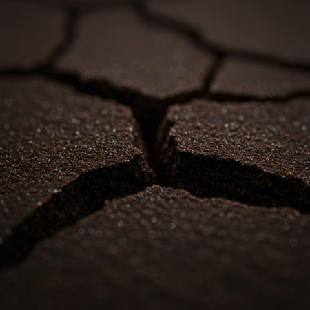Cracks in the ground. Macro. Shallow depth of field.の素材