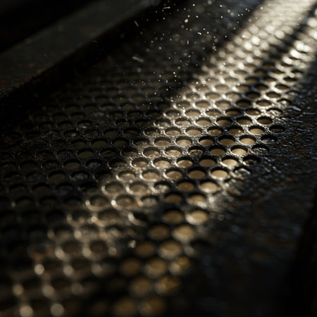 abstract background of metal grid in the light of the sun.の素材