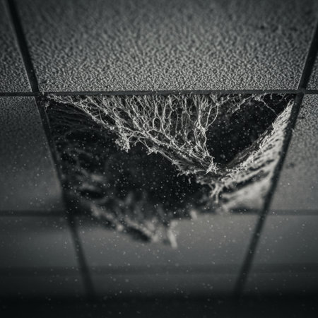 Broken glass on the wall. Black and white photo with shallow depth of field.の素材