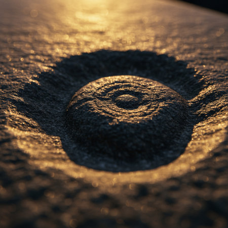 Close up view of a sea shell in the sand at sunset.の素材