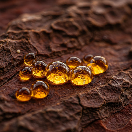 Oil capsules on a wooden background. Close-up. Macro.の素材
