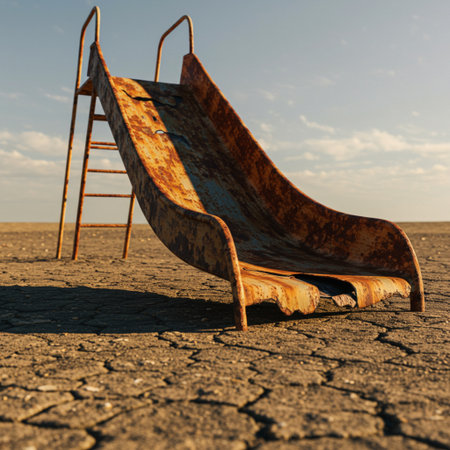 Abandoned playground in the middle of the desert. Conceptual imageの素材