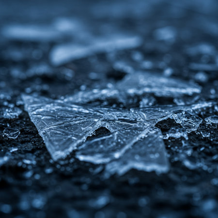 Frozen ice on a dark blue background. Shallow depth of fieldの素材