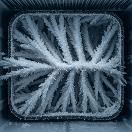 Frost on the window in the winter, closeup of photoの素材