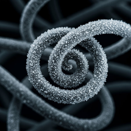 3d rendering of a helix made of ice crystals in closeupの素材