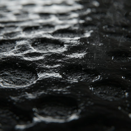 Water drops on a black background. Shallow depth of field.の素材