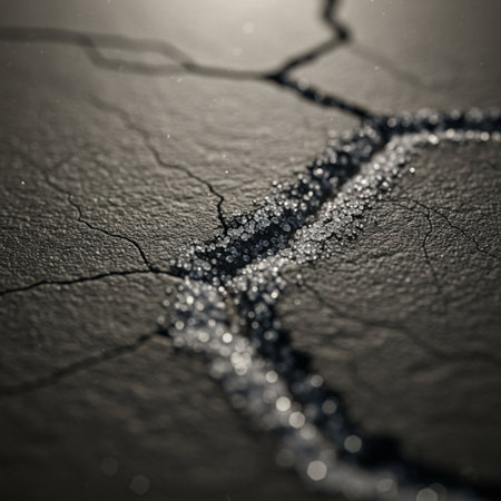 Cracks in the ground. Close-up. Selective focus. Toned.の素材