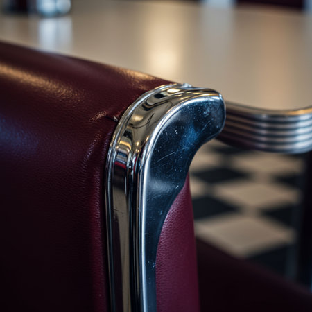 Close up of a chair in a barbershop, selective focusの素材
