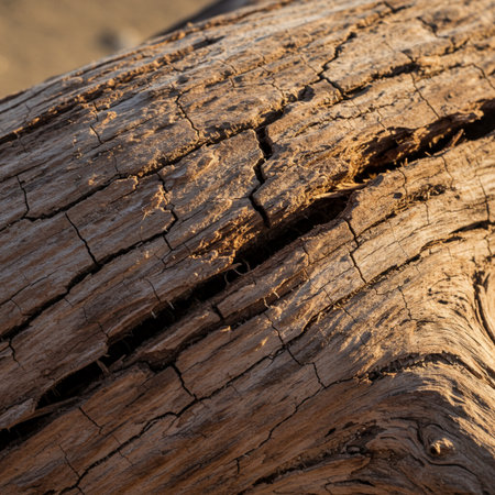 Close up of a dead tree trunk on the beach at sunset.の素材