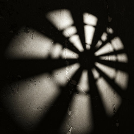 Shadow of sun on the wall. Abstract background and texture for design.の素材